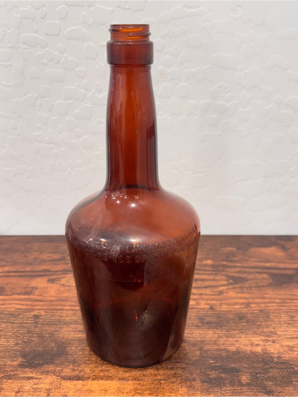 Vintage Brown Glass Bottle Vase Decorative 10”